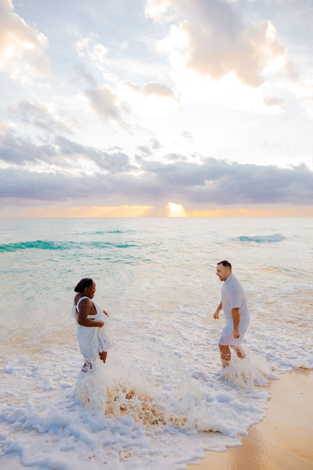 Bride and groom beach portrait session before Cancun destination wedding