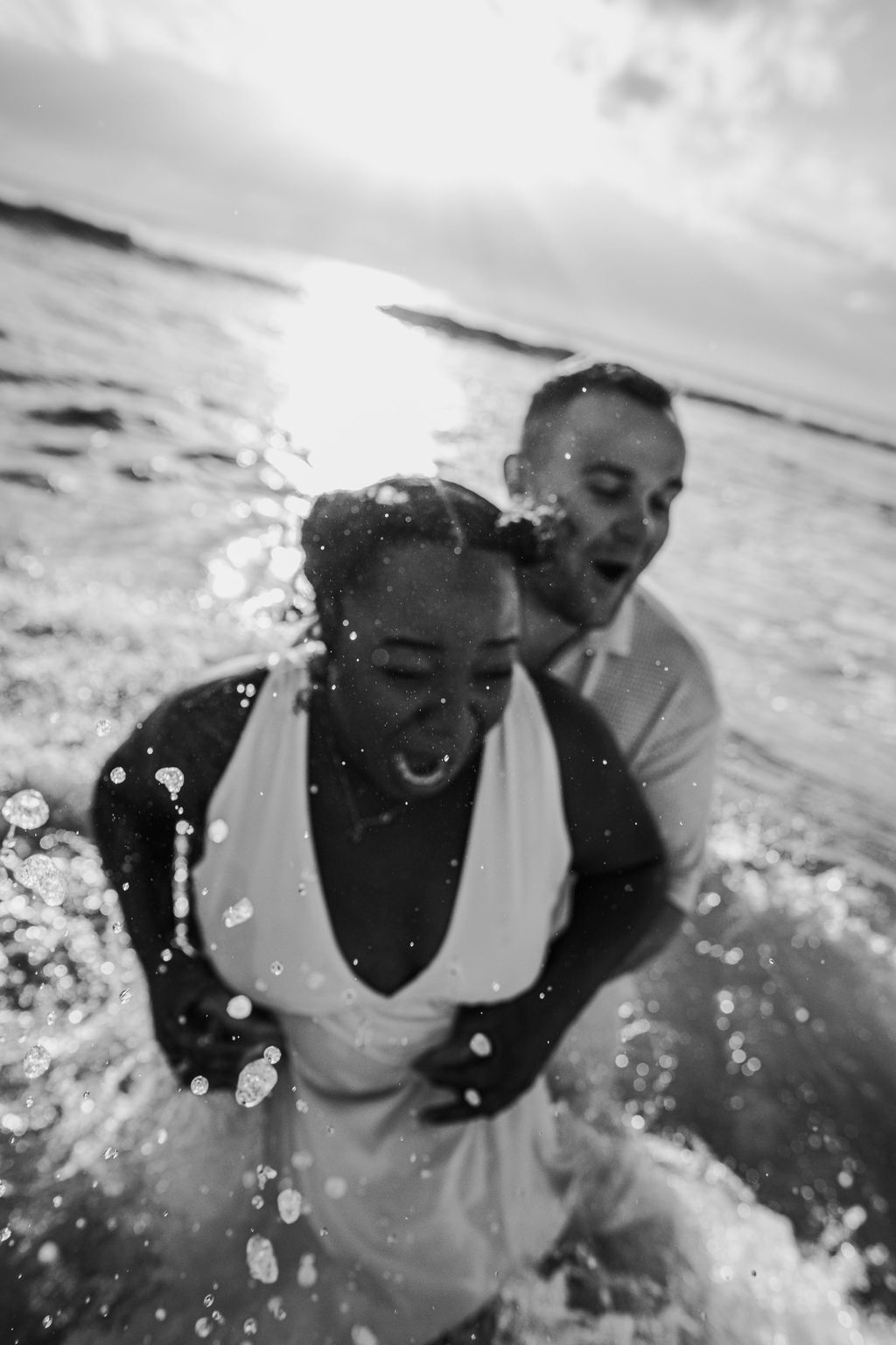 Bride and groom beach portrait session before Cancun destination wedding